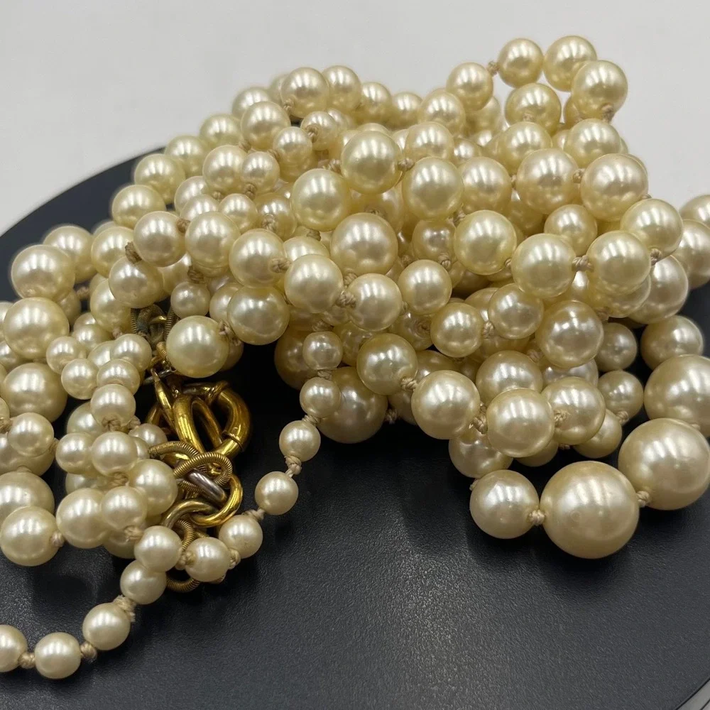 J. Crew Vintage MultiStrand Layered Cream Gold Tone Faux Pearl Necklace